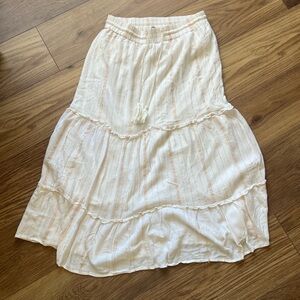 Cream and Rose Gold Striped Boho Resortcore casual summer Skirt
